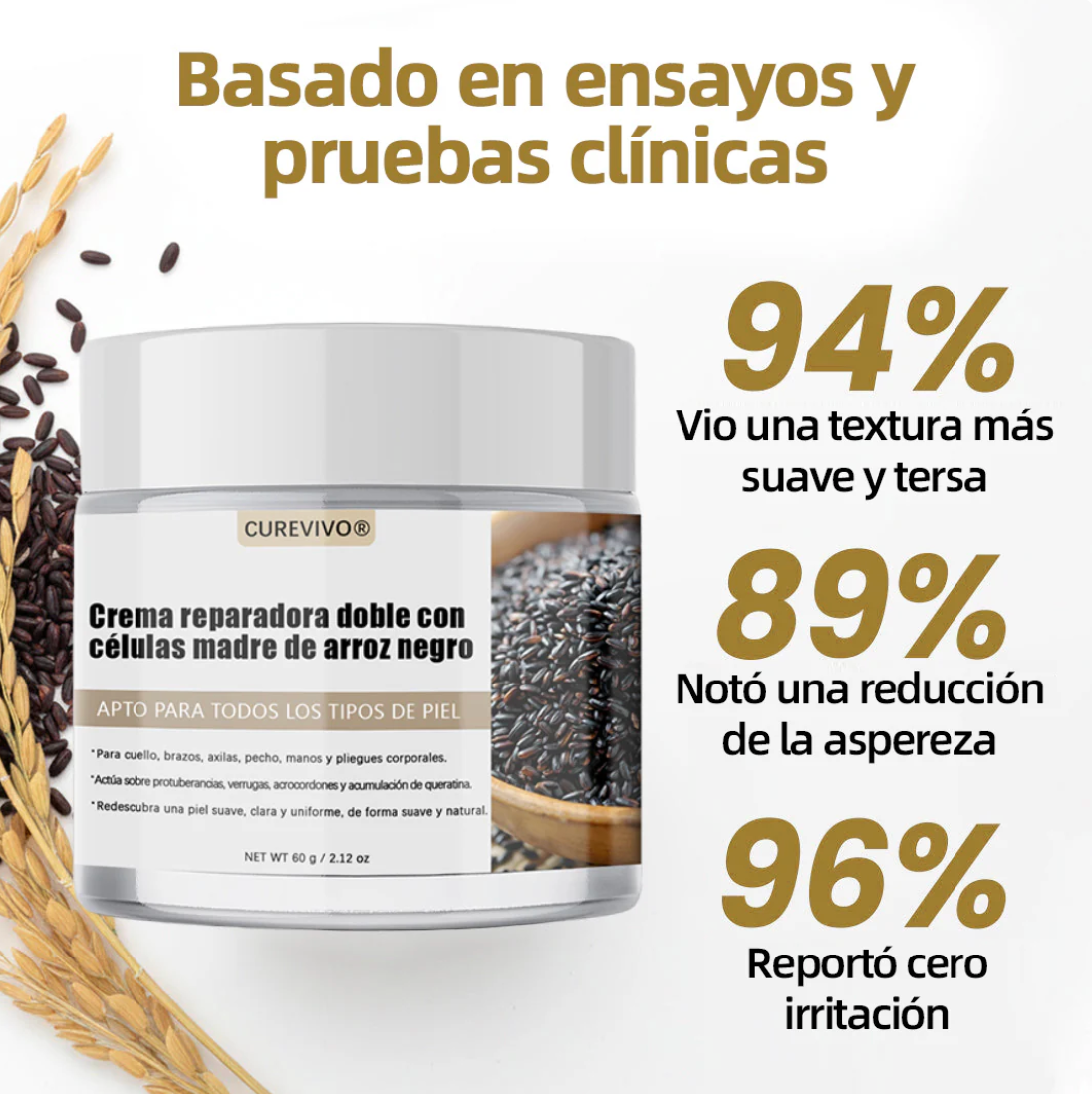 Certificación oficial 💎 𝐂𝐔𝐑𝐄𝐕𝐈𝐕𝐎® Crema reparadora dual con células madre de arroz negro